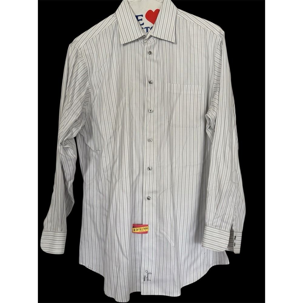 Joseph Jos.a.bank Men's Shirt Cotton Gray Striped 16-1/2-34